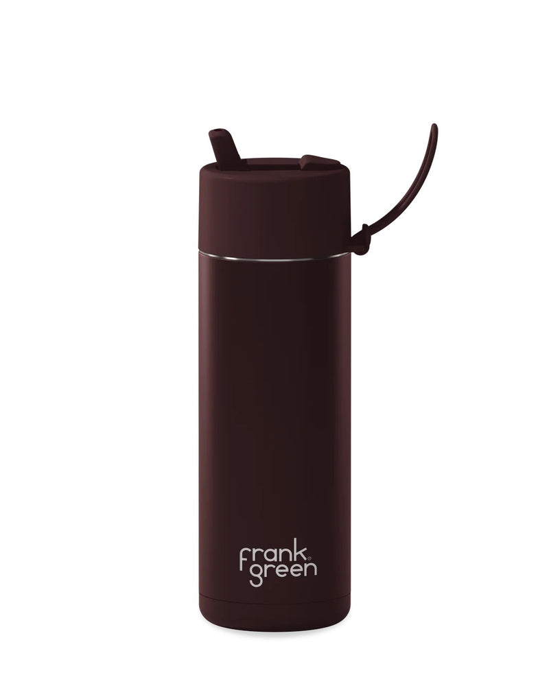 Frank Green Chocolate Ceramic Reusable Bottle with Flip Straw Lid 595ml (20oz)