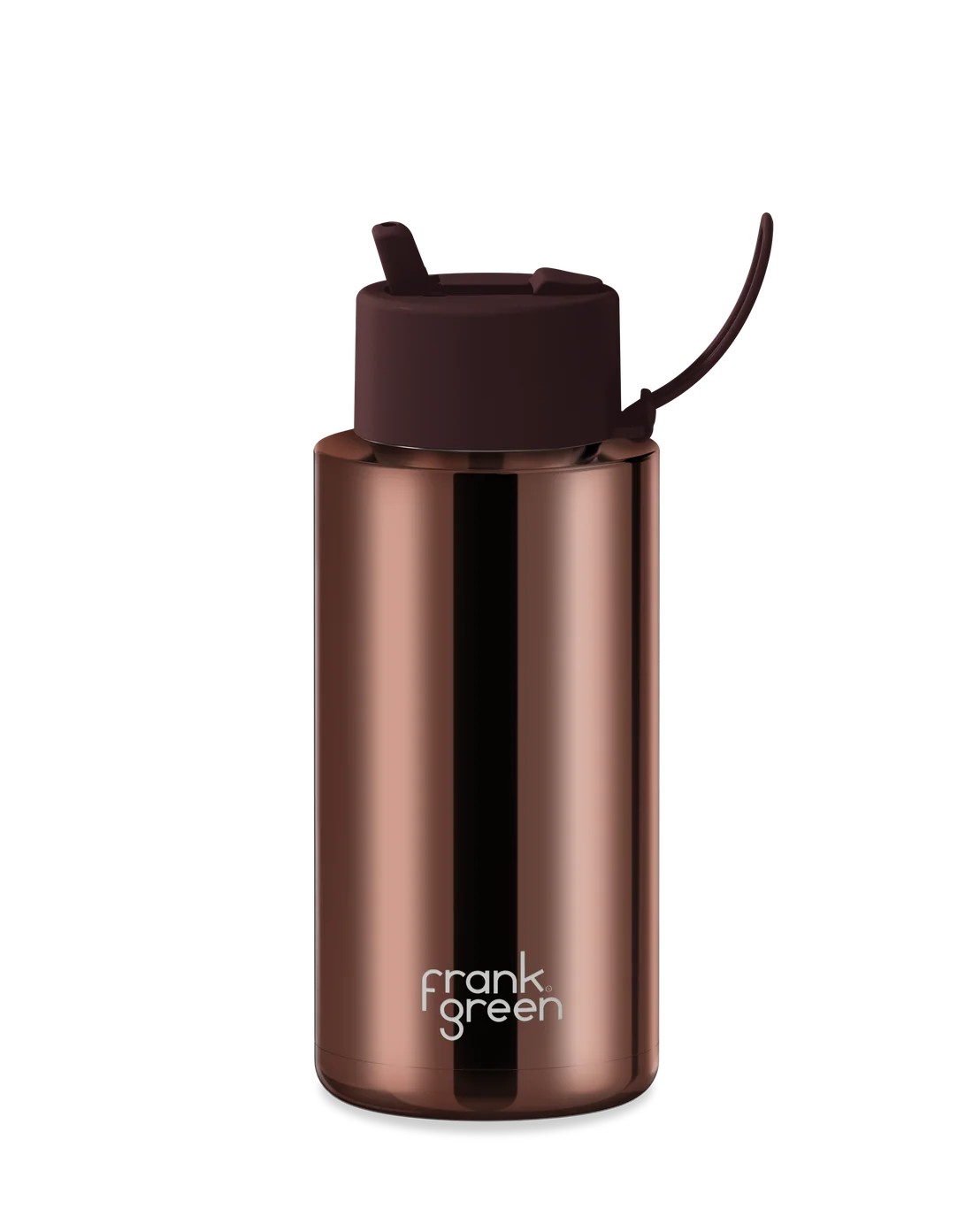 Frank Green Chocolate Chrome Ceramic Reusable Bottle with Chocolate Flip Straw Lid 1000ml (34oz)