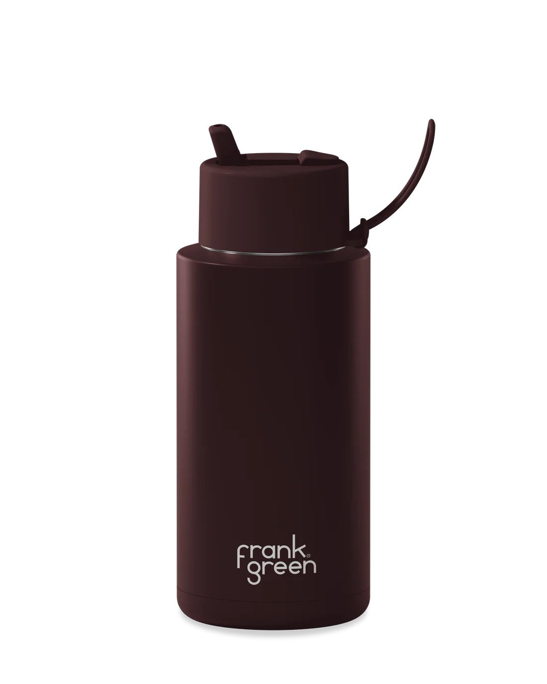 Frank Green Chocolate Ceramic Reusable Bottle with Flip Straw Lid 1000ml (34oz)