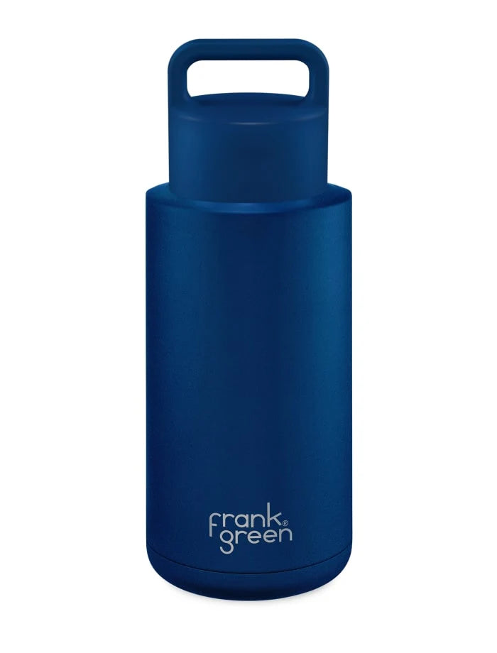 Frank Green Deep Ocean Ceramic Reusable Bottle (Grip Finish) with Grip Lid - 1,000ml (34oz)