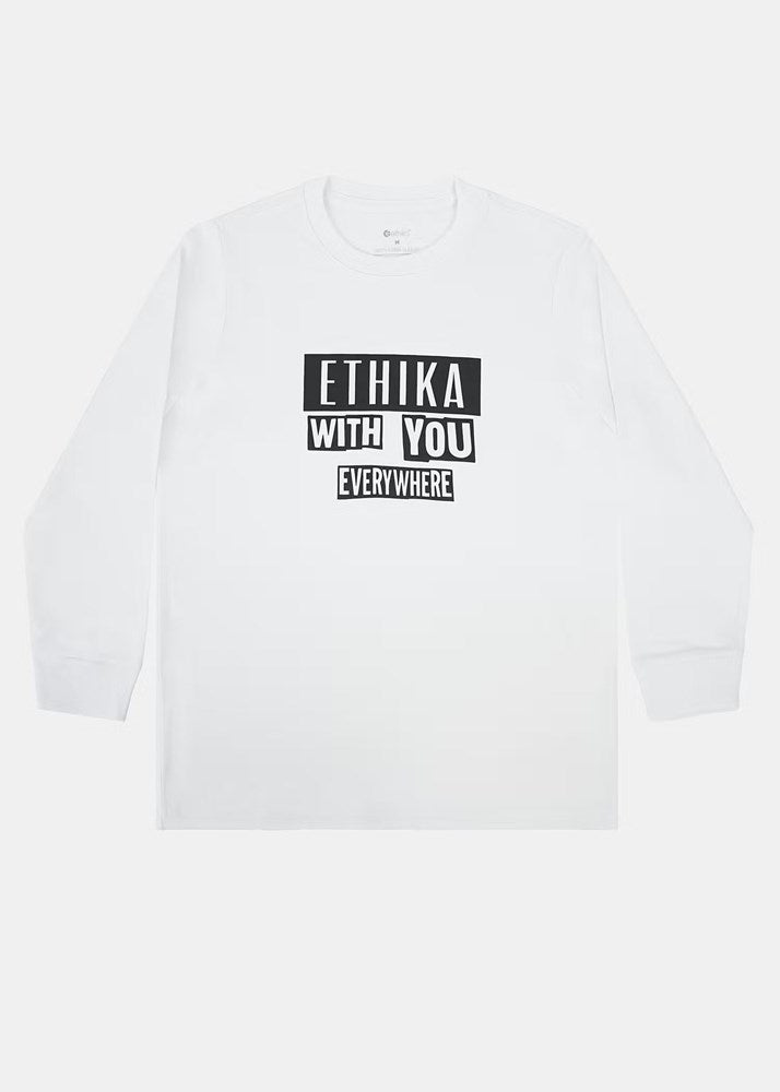 Ethika Boys Stamped Longsleeve Tee - White