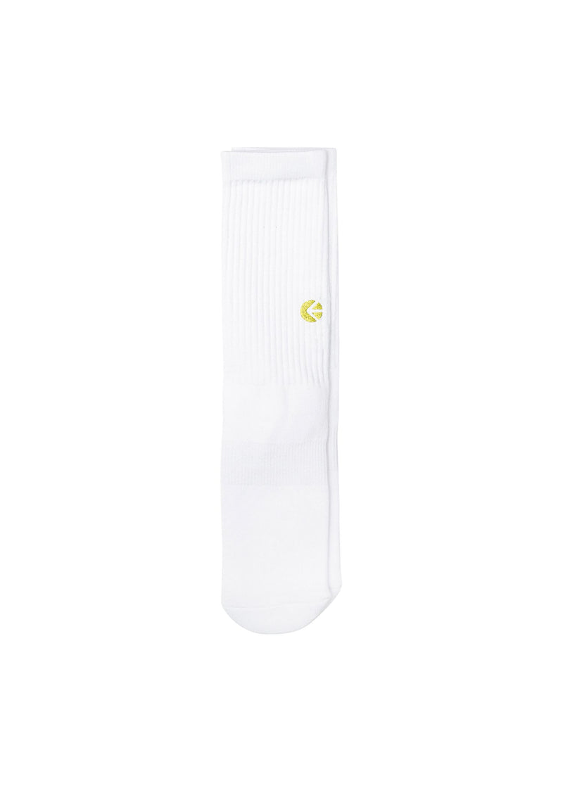Ethika Boys White Crew Sock - Yellow Logo