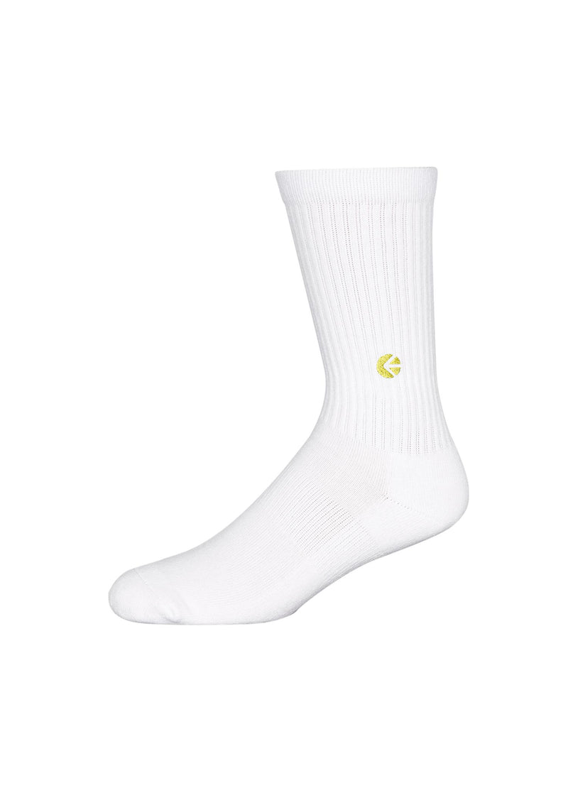 Ethika Boys White Crew Sock - Yellow Logo