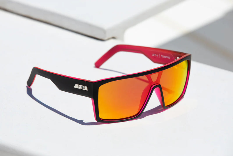 Unit Command Polarised Sunglasses - Matte Black / Neon Pink