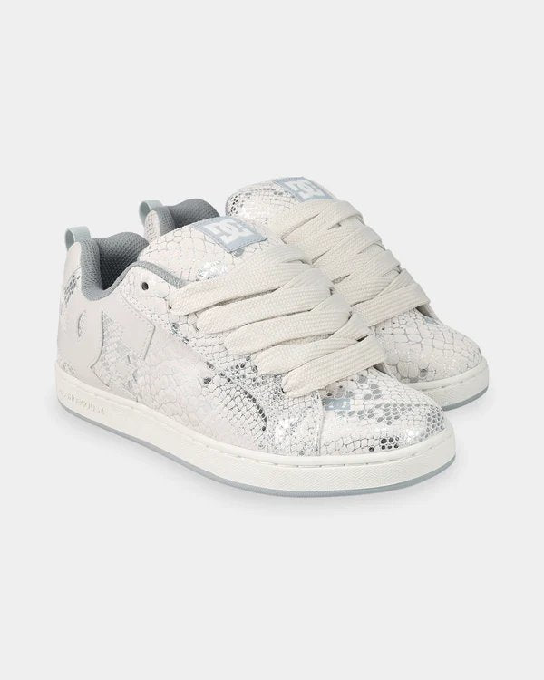 DC Womens Court Graffik - Lily White/Grey/Metallic Silver