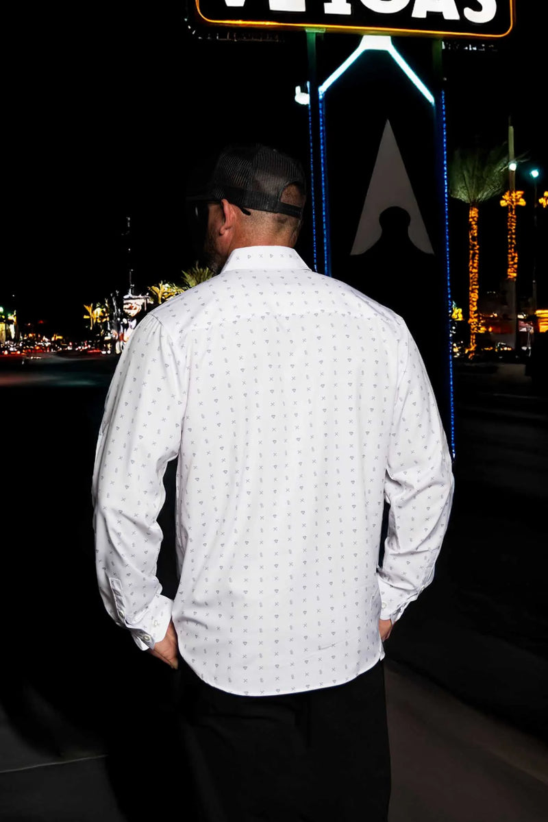 Dixxon 702 Long Sleeve Party Shirt - White/Grey