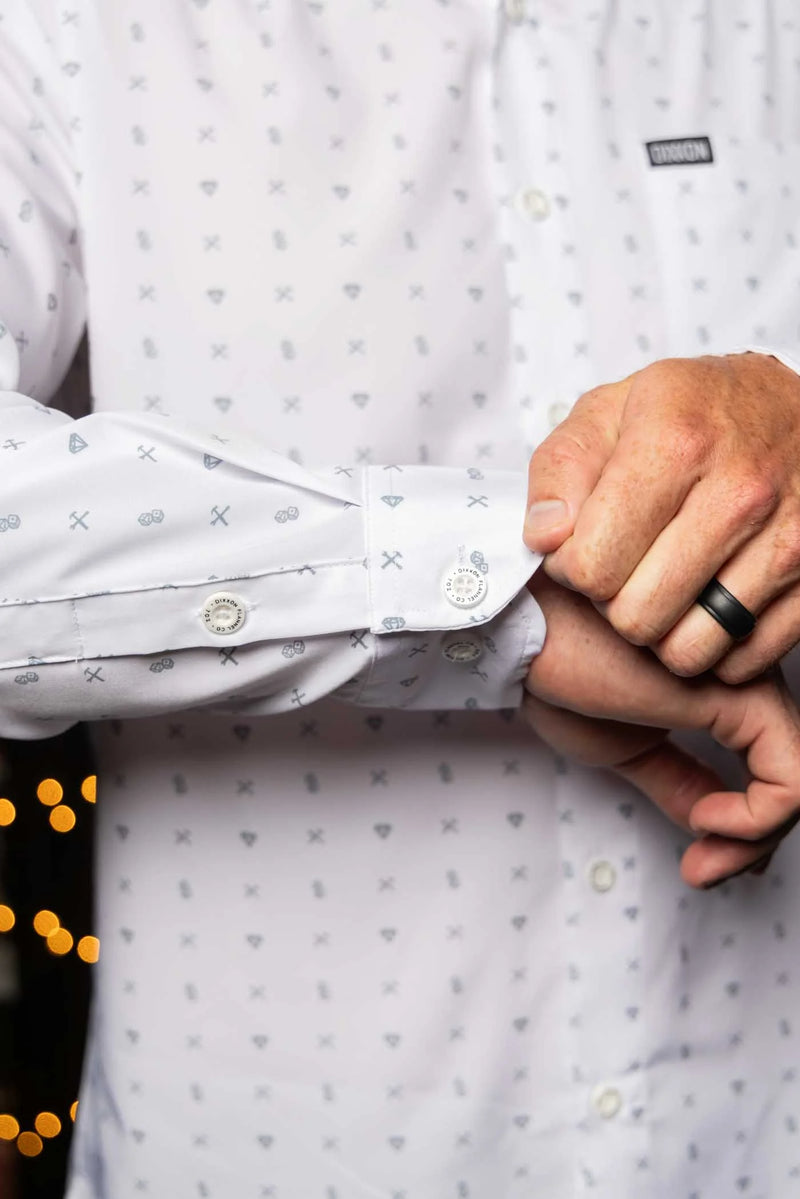 Dixxon 702 Long Sleeve Party Shirt - White/Grey