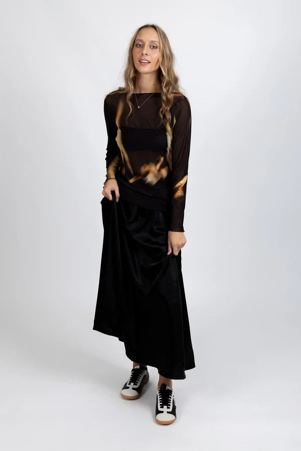 Federation Iris Long Sleeve Top - Black
