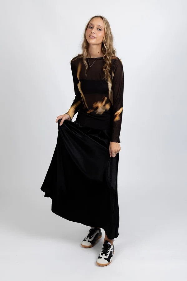 Federation Iris Long Sleeve Top - Black