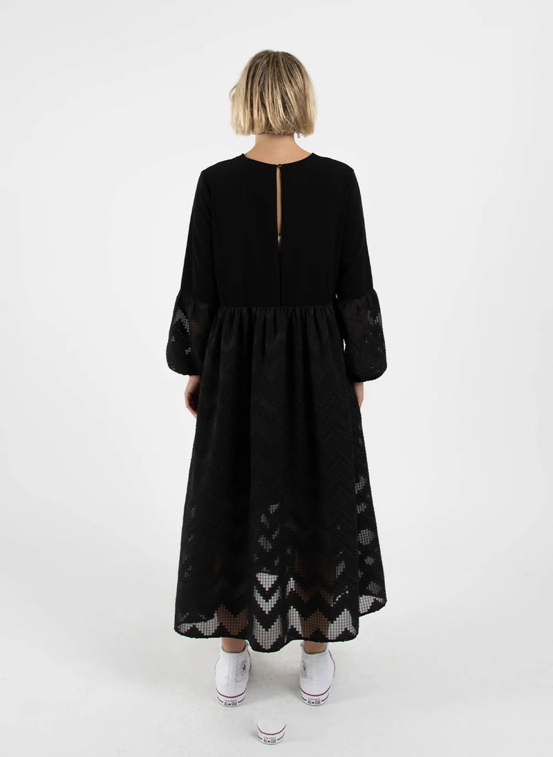 Federation Sheer Tier Dress - Black