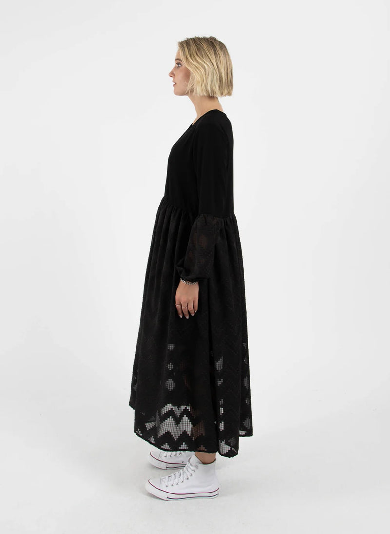 Federation Sheer Tier Dress - Black