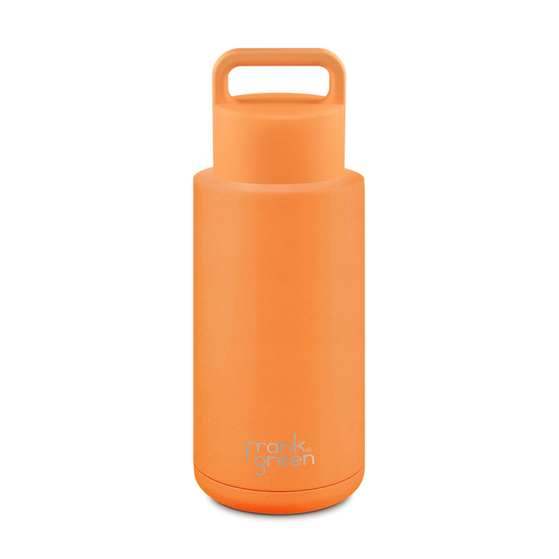 Frank Green Neon Orange Reusable Bottle (Grip Finish) with Grip Lid - 1,000ml (34oz)