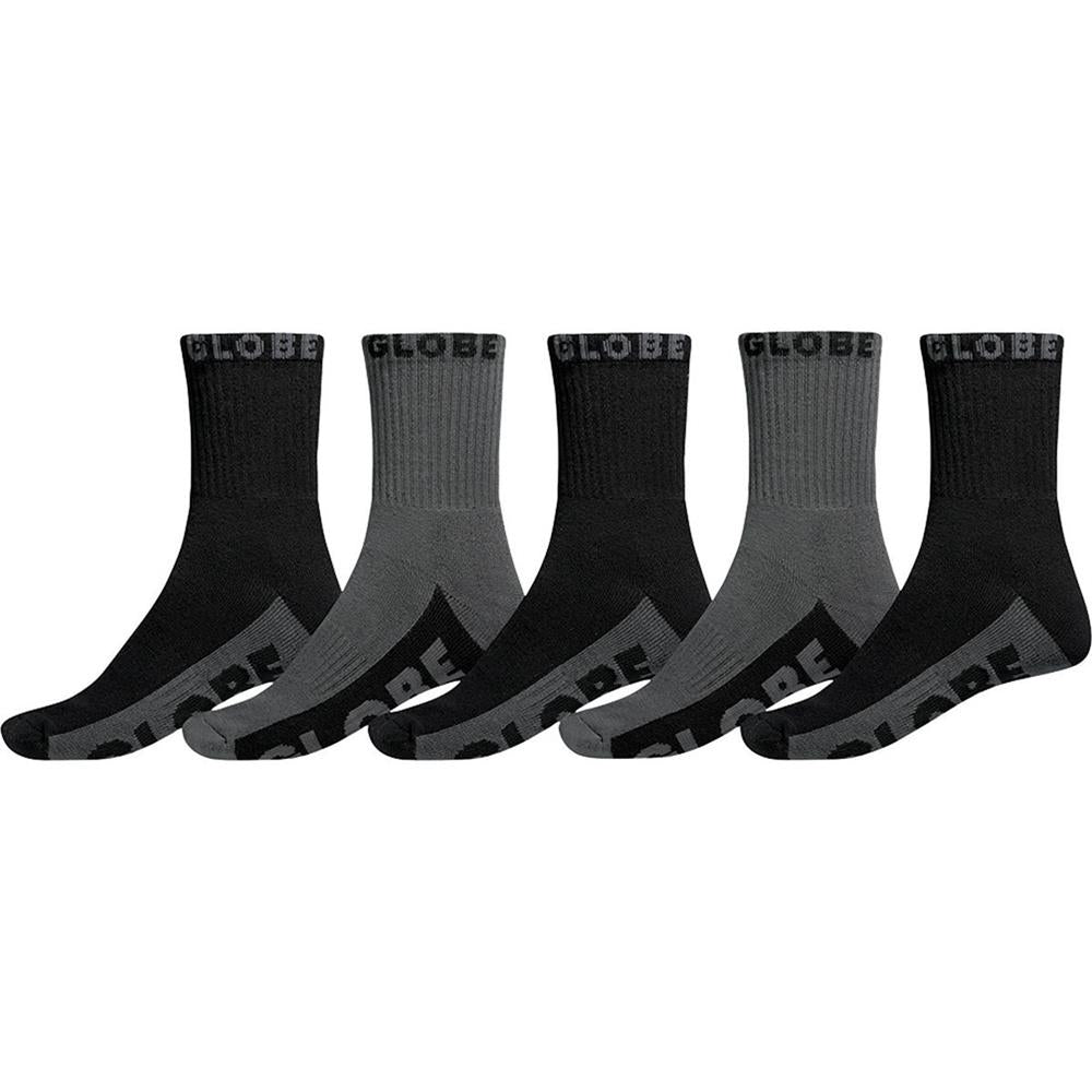 Globe Black/Grey Crew Socks 5 Pack