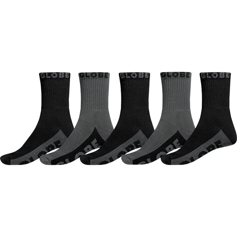 Globe Black/Grey Crew Socks 5 Pack