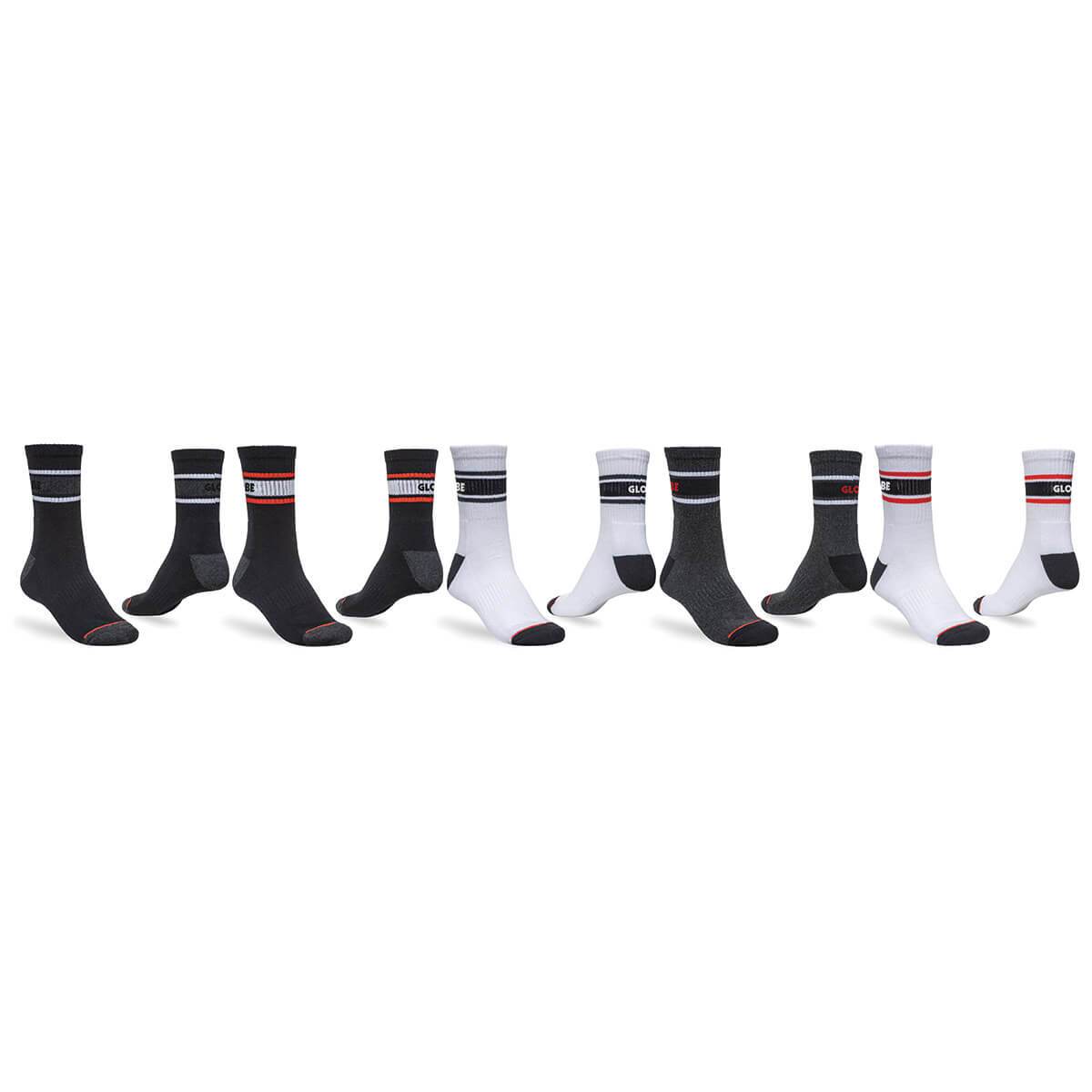 Globe Triple Stripe Crew Socks 5 Pack
