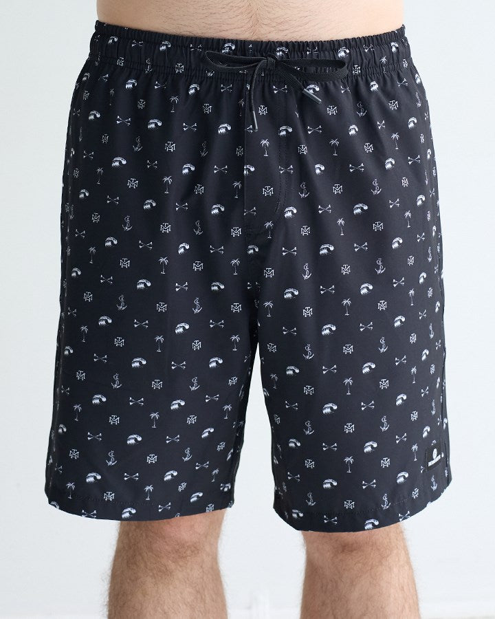 The Mad Hueys ANCHOR BONES | 19" SWIM VOLLEY SHORT