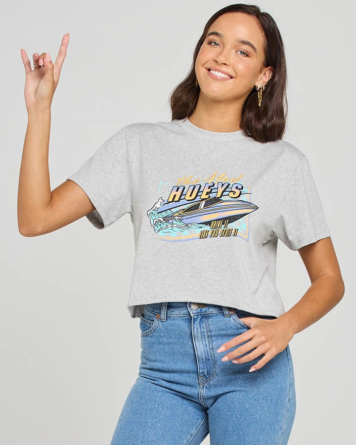 The Mad Hueys Drive It Like You Stole It Womens Crop Tee