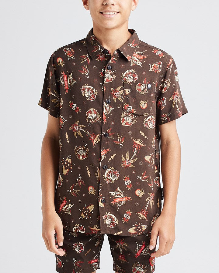 The Mad Hueys Hueys Tattoo Youth Woven Shirt