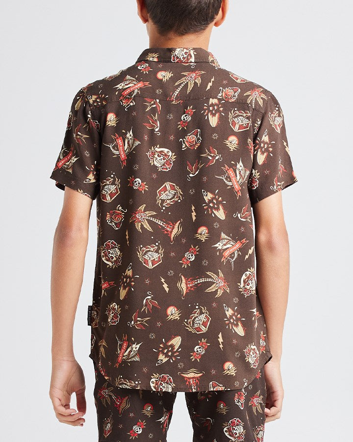 The Mad Hueys Hueys Tattoo Youth Woven Shirt