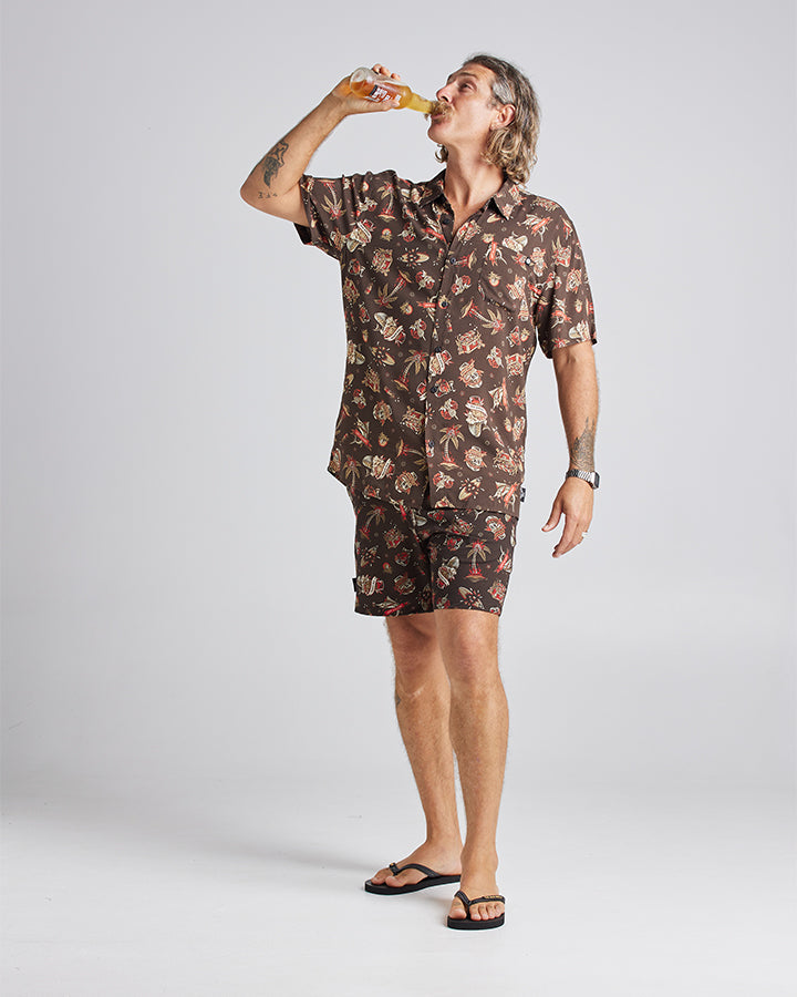 The Mad Hueys Hueys Tattoo Volley Short 18"