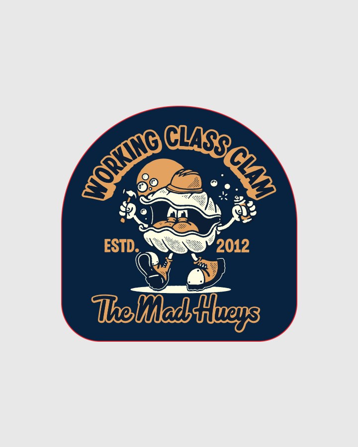 The Mad Hueys Working Class Clam Sticker