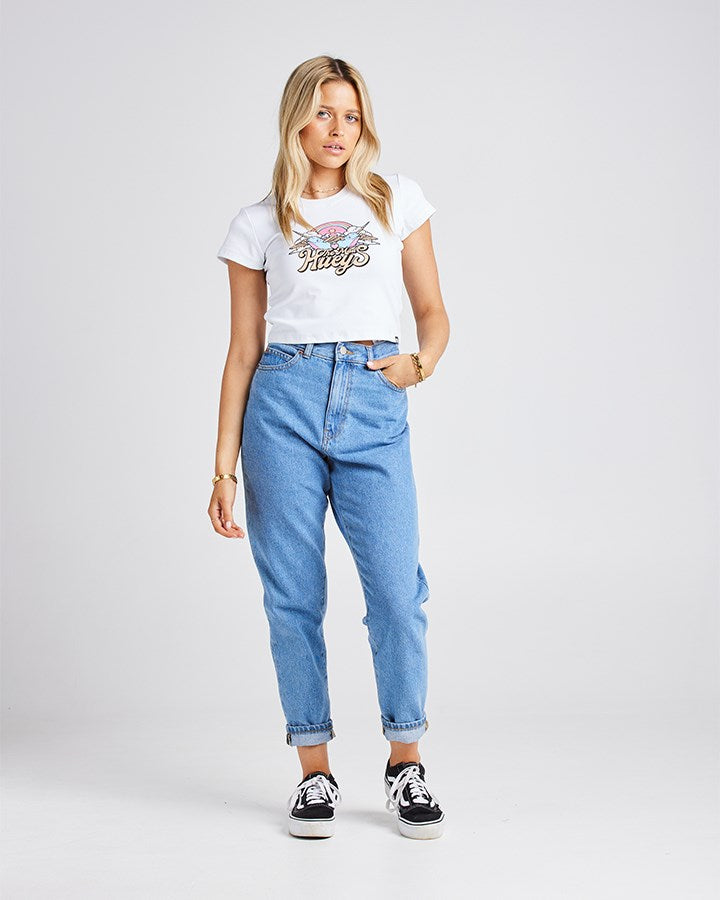 The Mad Hueys Rainbow Narwhals Womens Baby Tee