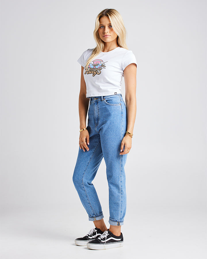 The Mad Hueys Rainbow Narwhals Womens Baby Tee