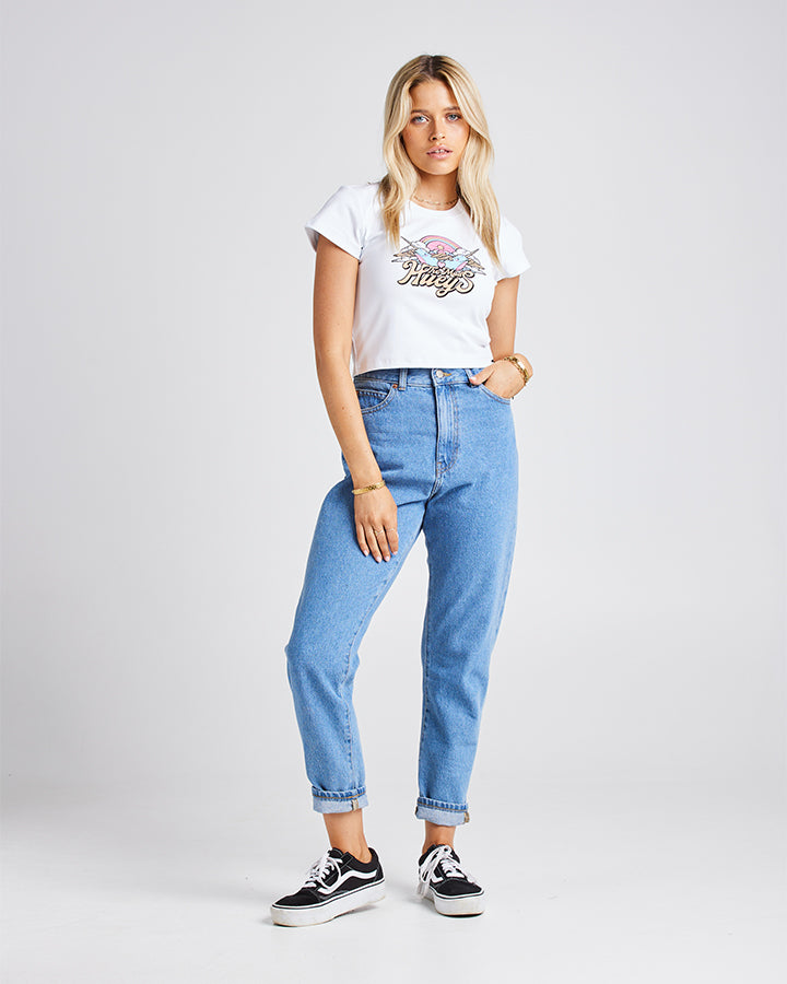 The Mad Hueys Rainbow Narwhals Womens Baby Tee