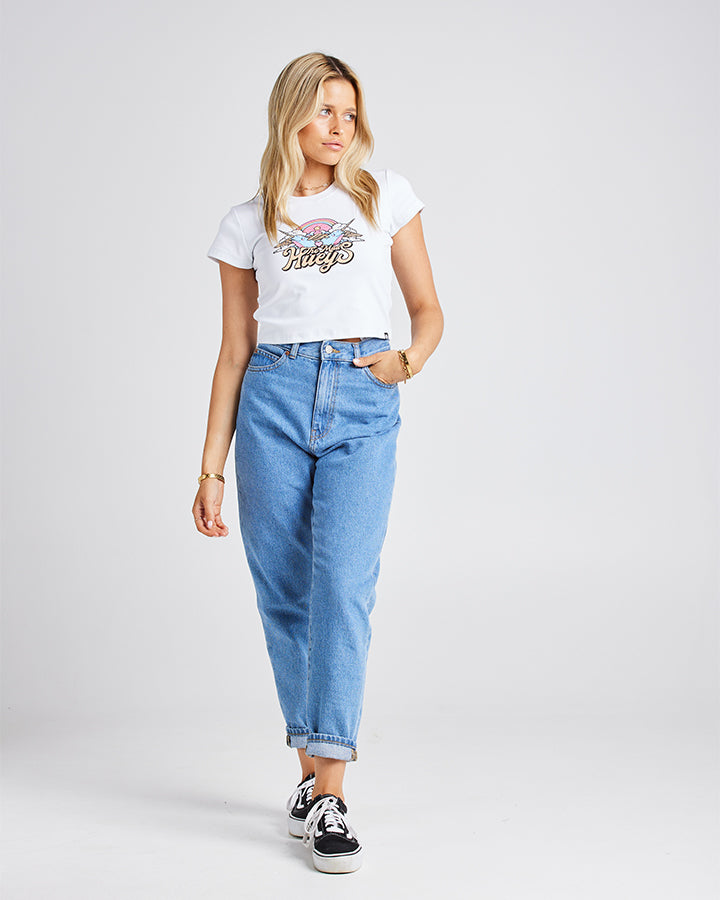 The Mad Hueys Rainbow Narwhals Womens Baby Tee