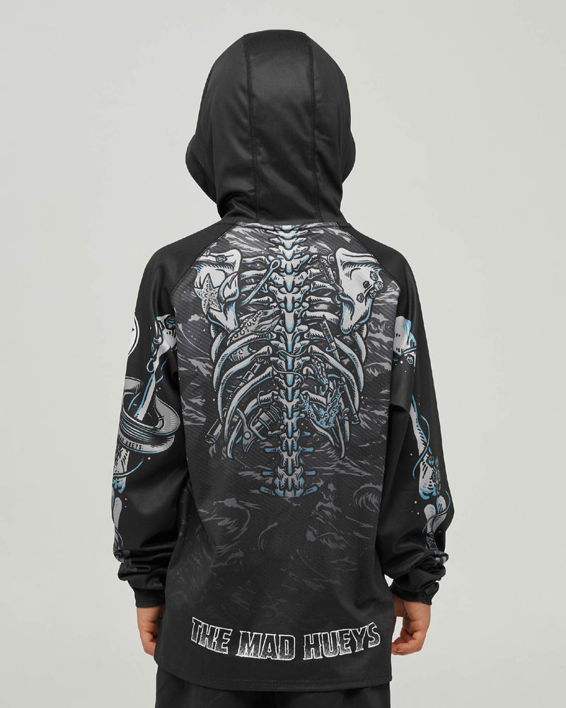 The Mad Hueys SKELETON HUEYS | YOUTH UPF 50+ HOODED MASKED FISHING JERSEY