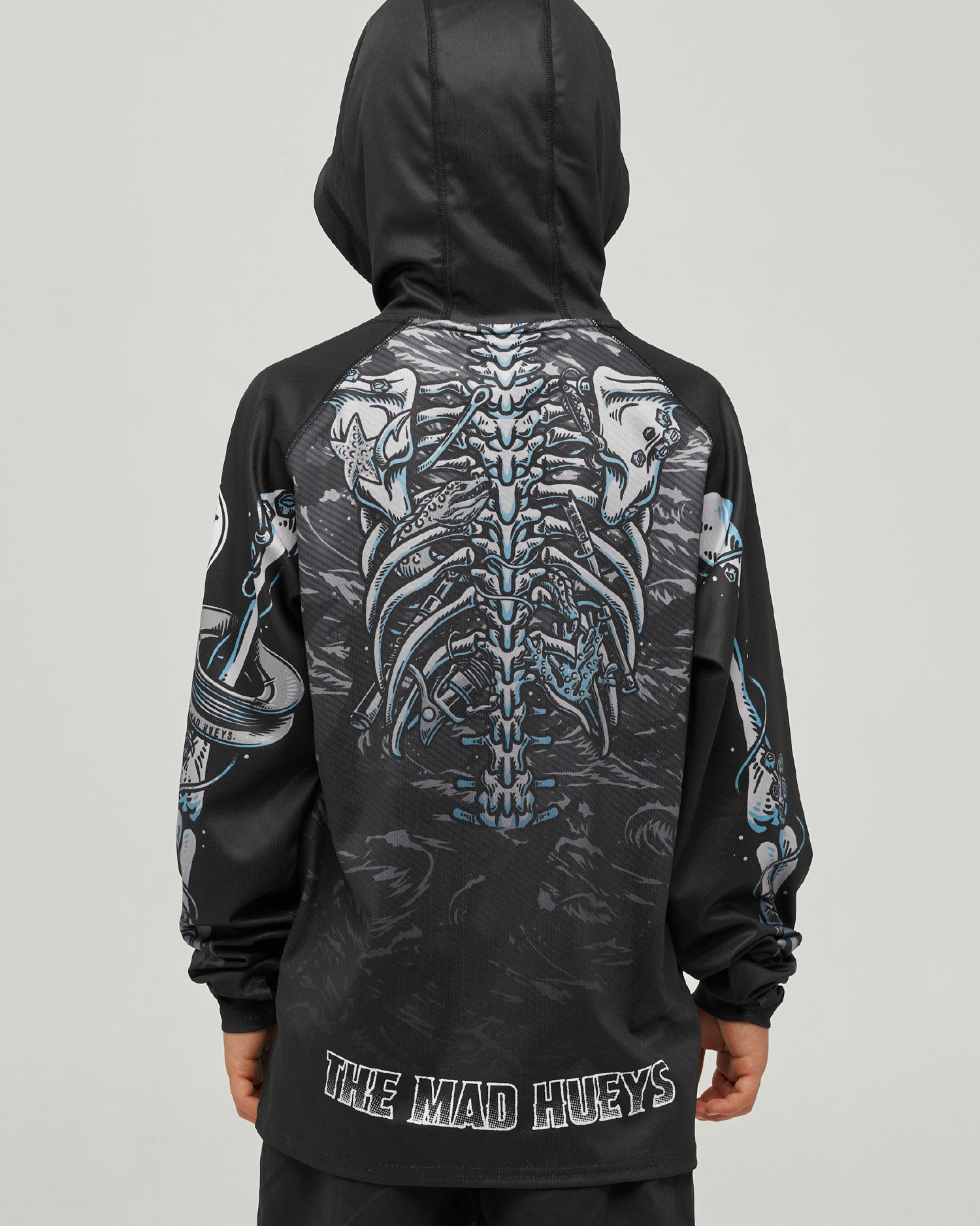 The Mad Hueys SKELETON HUEYS | YOUTH UPF 50+ HOODED MASKED FISHING JERSEY