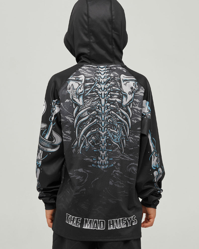 The Mad Hueys SKELETON HUEYS | YOUTH UPF 50+ HOODED MASKED FISHING JERSEY