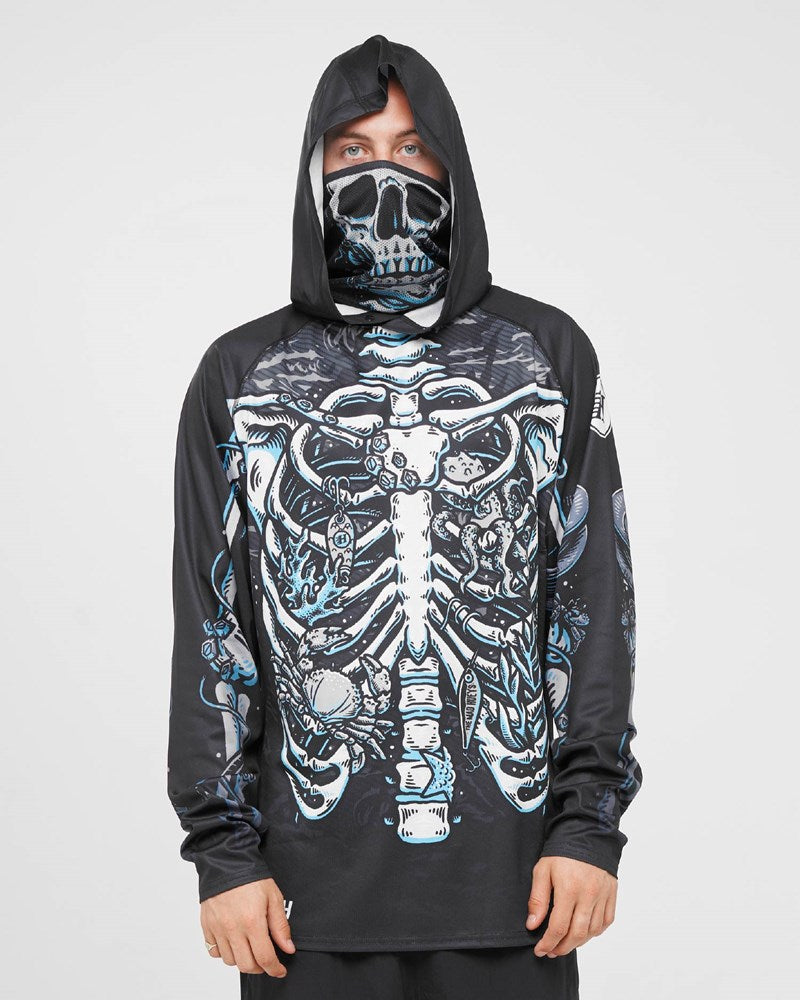 The Mad Hueys SKELETON HUEYS | UPF 50+ HOODED MASKED FISHING JERSEY