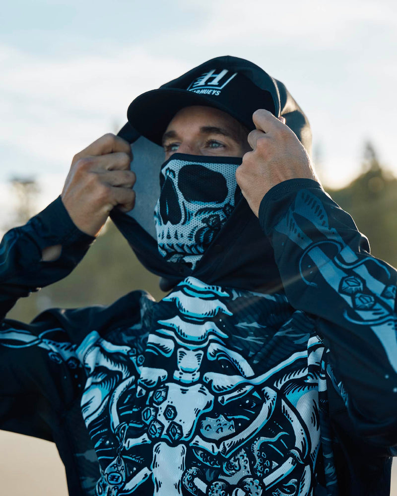 The Mad Hueys SKELETON HUEYS | UPF 50+ HOODED MASKED FISHING JERSEY