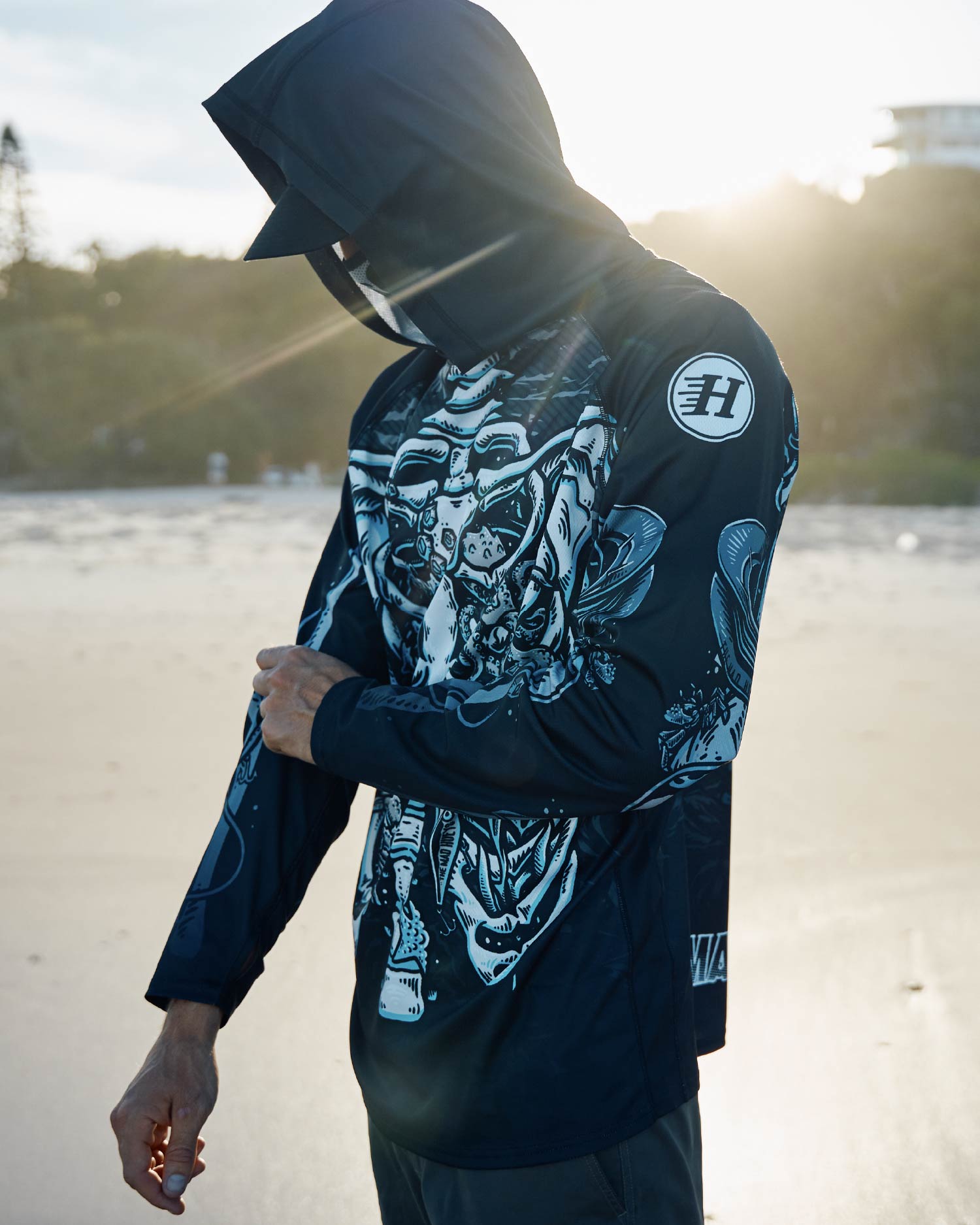 The Mad Hueys SKELETON HUEYS | UPF 50+ HOODED MASKED FISHING JERSEY