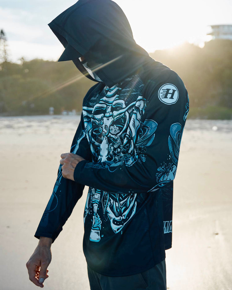 The Mad Hueys SKELETON HUEYS | UPF 50+ HOODED MASKED FISHING JERSEY