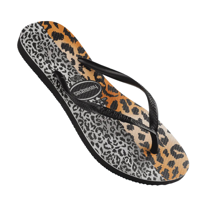 Havaianas Slim Mixed Print Flip Flops Sand Grey Leopard