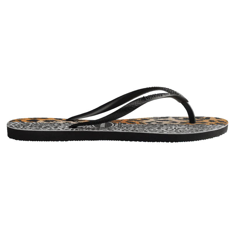 Havaianas Slim Mixed Print Flip Flops Sand Grey Leopard
