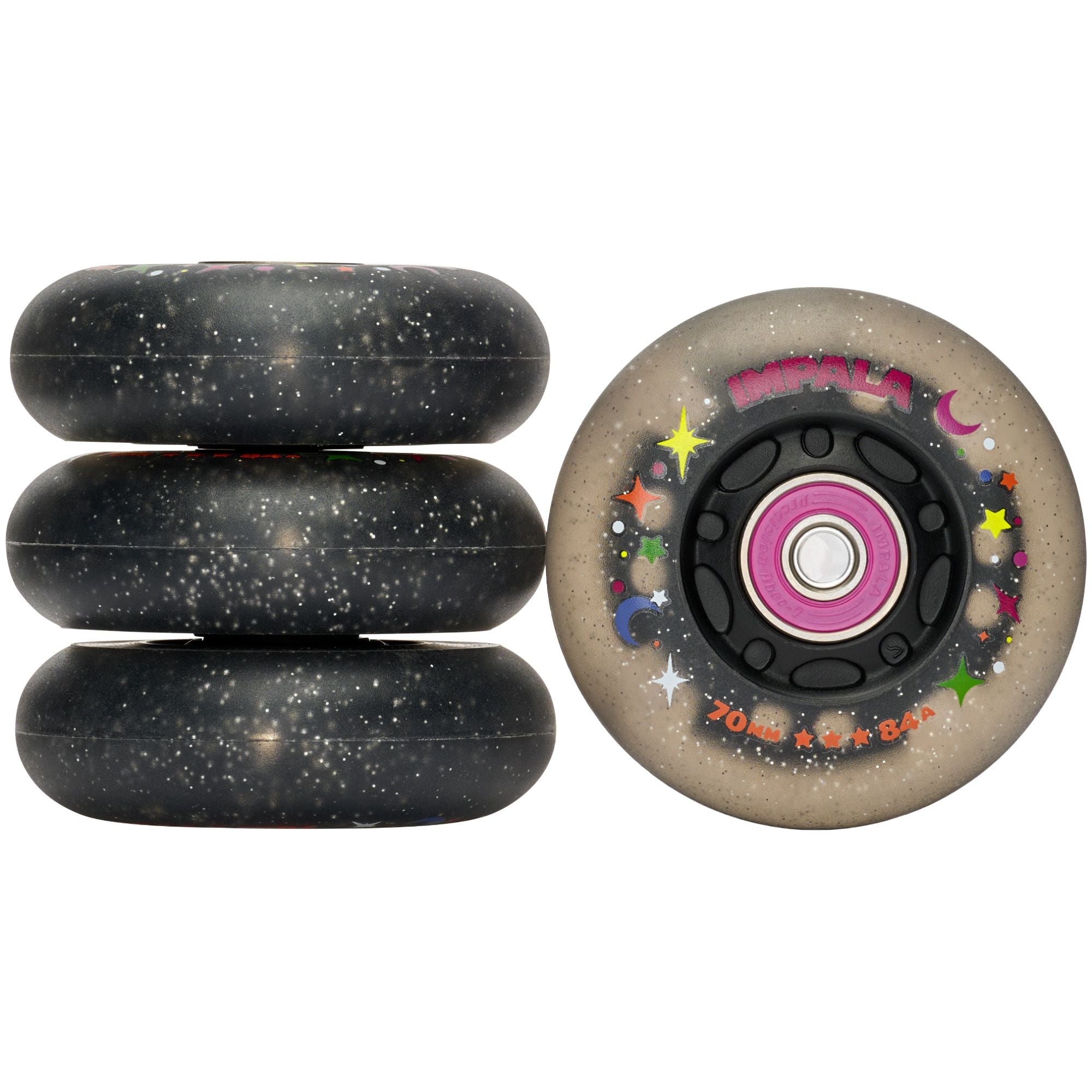 Impala 4 Pack Light Up Inline Wheels Black Twinkle