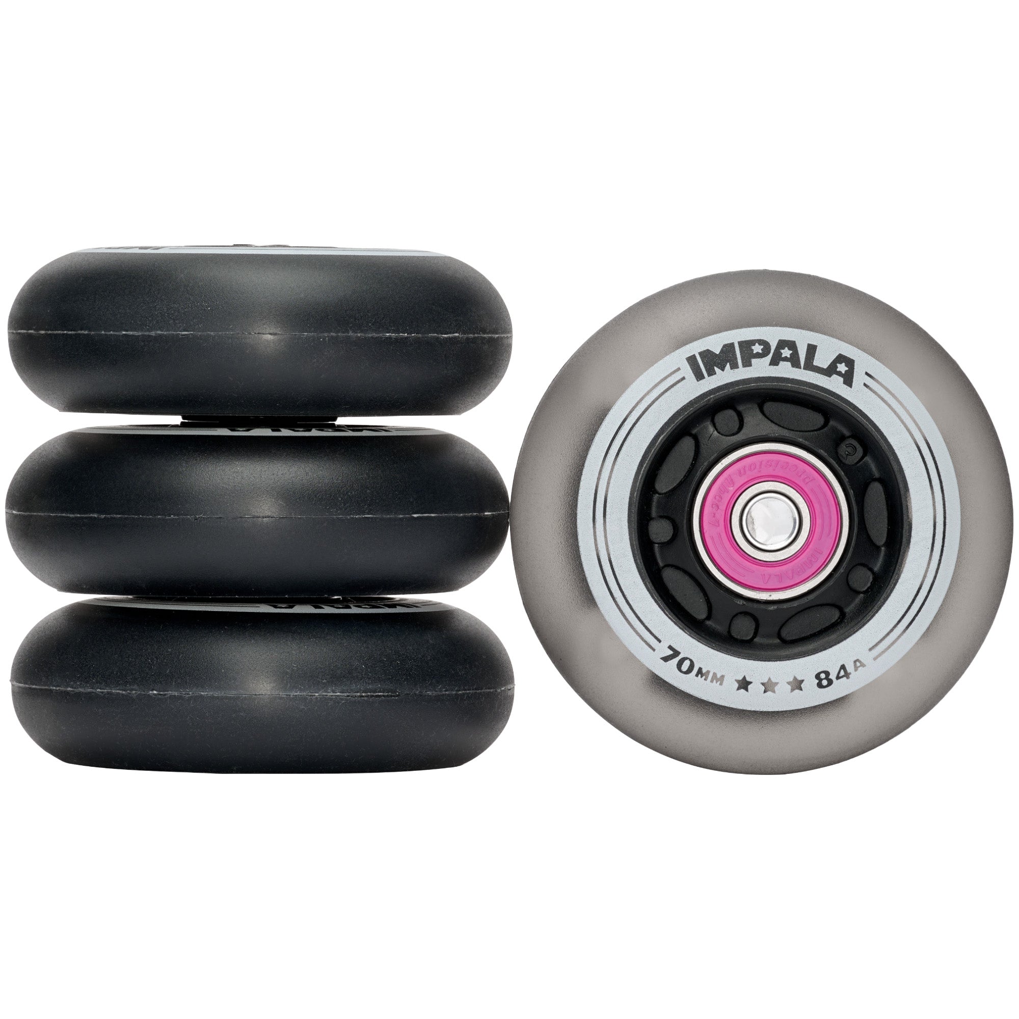 Impala 4 Pack Light Up Inline Wheels - Black / White