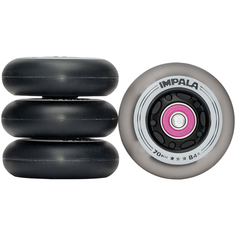 Impala 4 Pack Light Up Inline Wheels - Black / White