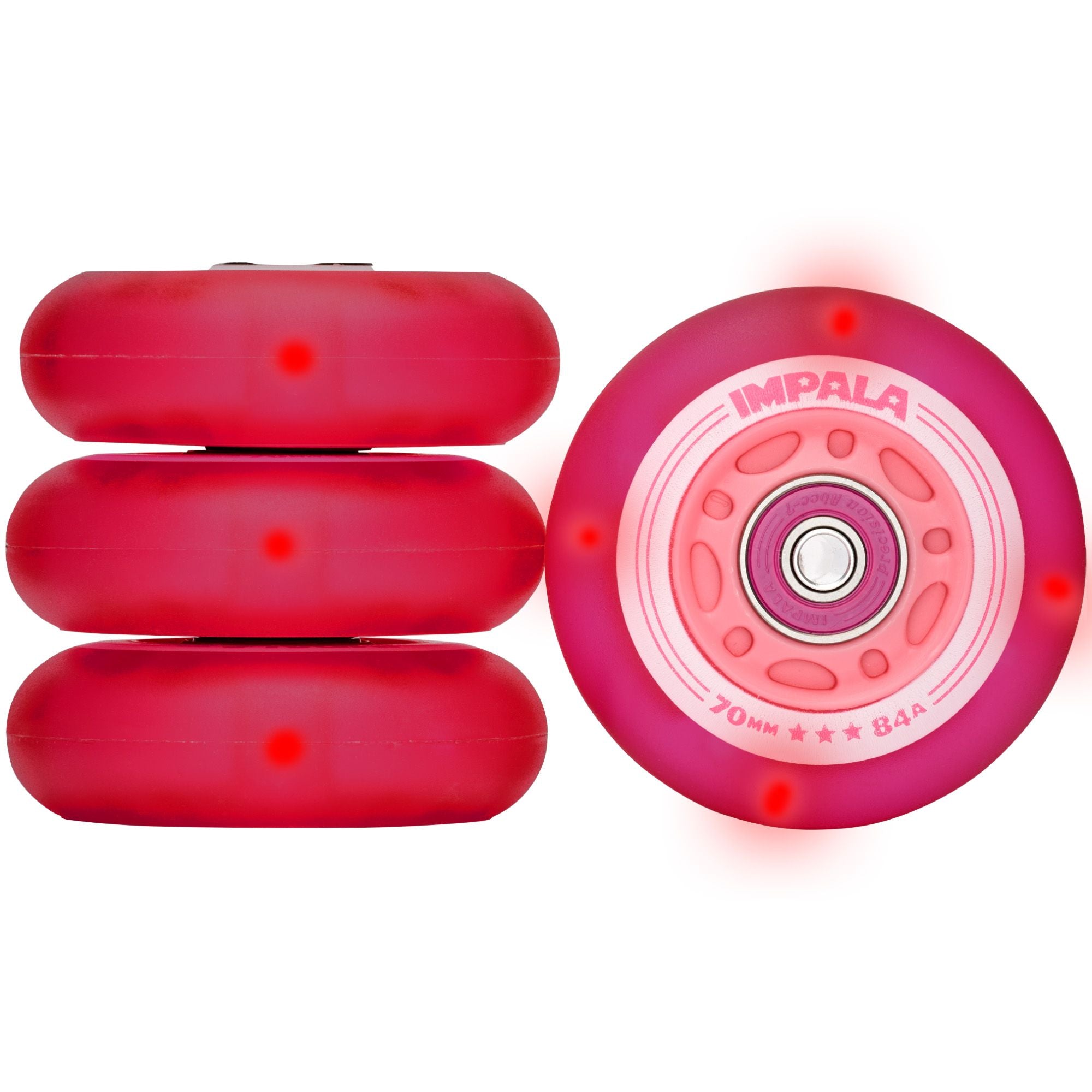 Impala 4 Pack Light Up Inline Wheels - Pink / Red