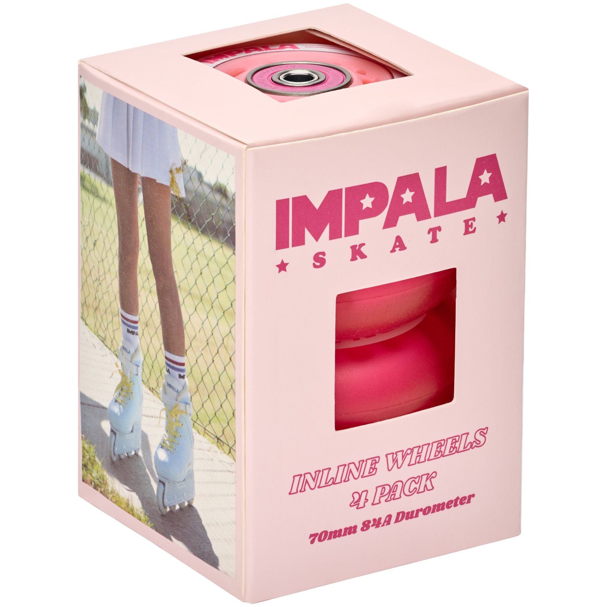 Impala 4 Pack Light Up Inline Wheels - Pink / Red