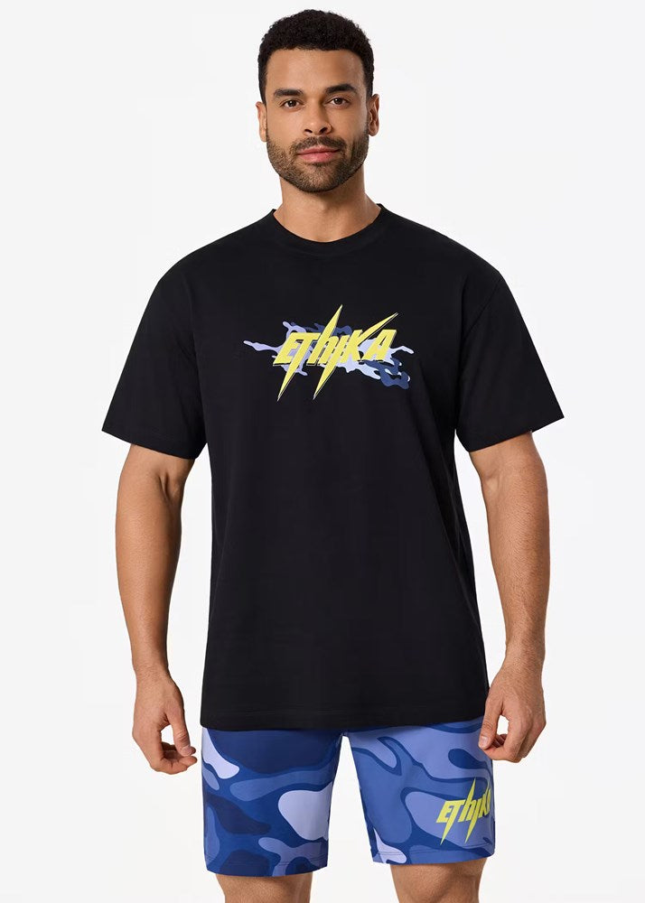 Ethika Mens Bolt Camo Tee - Black/Yellow