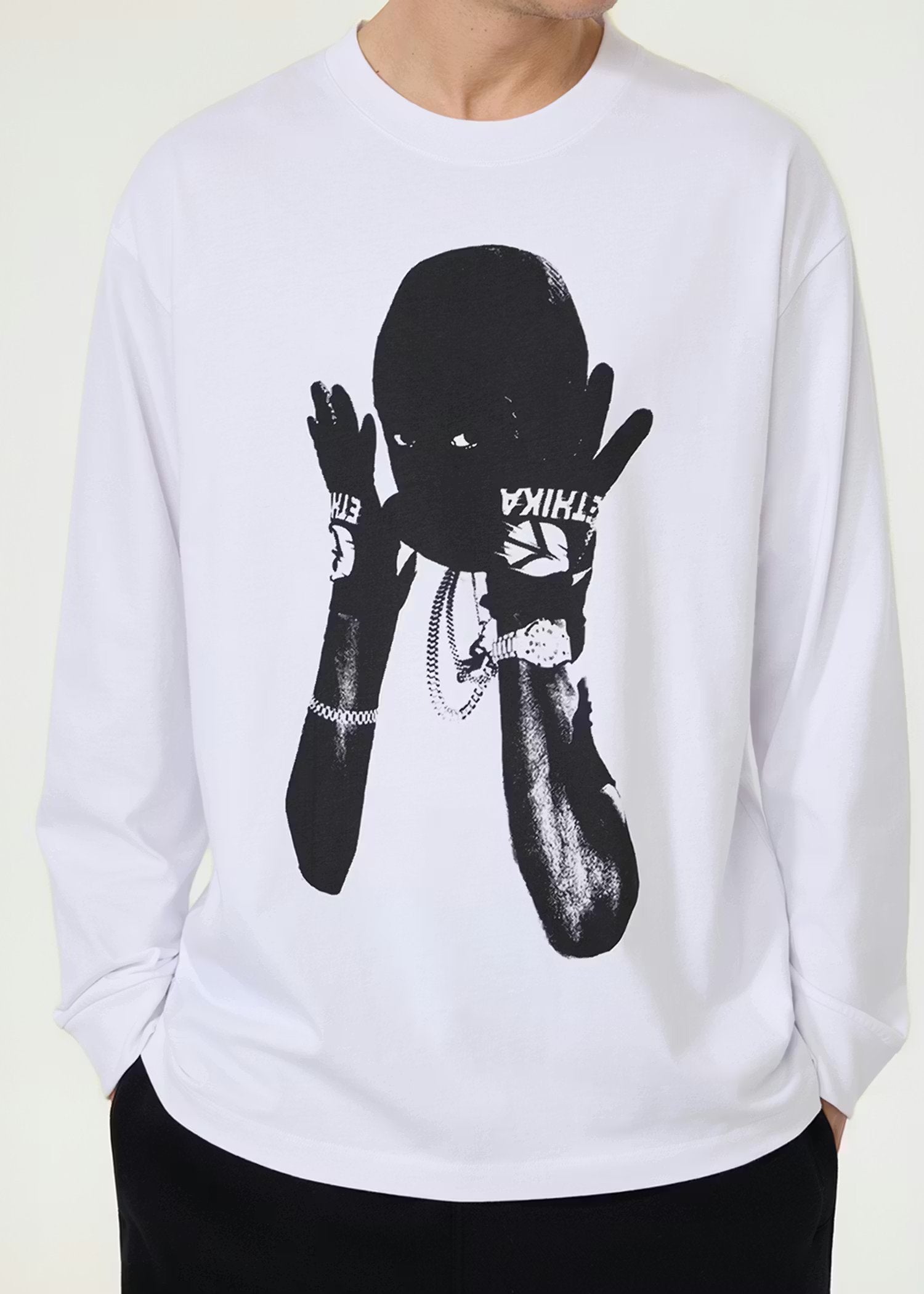 Ethika Mens Rider Longsleeve Tee - White