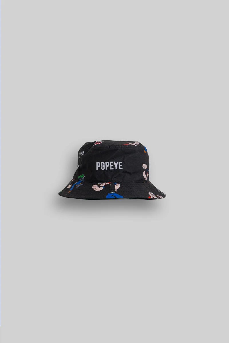 Crate X Popeye Reversible Bucket Hat - Black/Pine