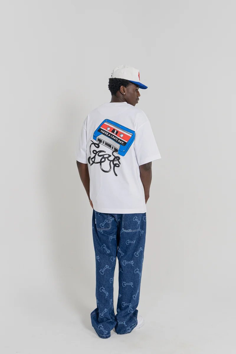 Crate Baggy Barry Laser Script Denim Pants - Navy
