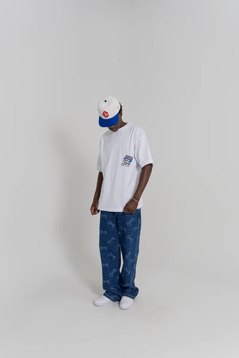 Crate Baggy Barry Laser Script Denim Pants - Navy