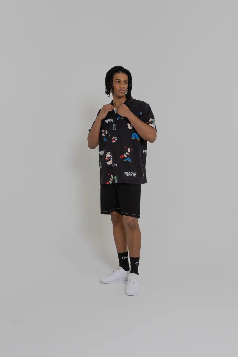 Crate X Popeye Cuban Collar Shirt - Black