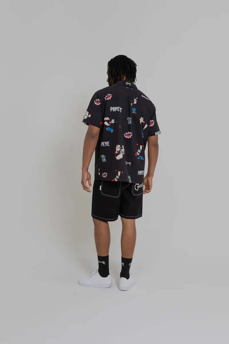 Crate X Popeye Cuban Collar Shirt - Black